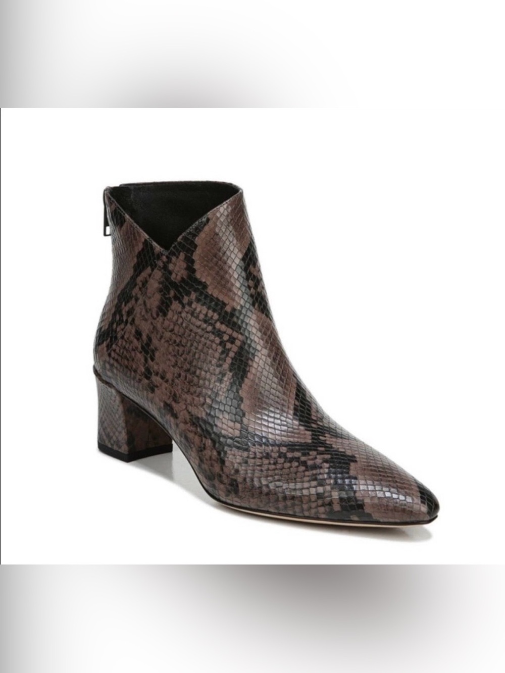 Vince Brown Snakeskin-Print Leather Ankle Boot Size 6.5